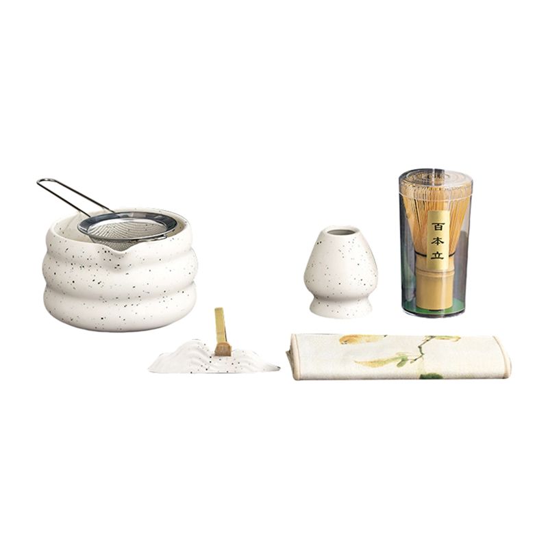 

ABUL-7PCS White Matcha Tea Whisk Teaware Kit Japanese Ceremony Bamboo Brush Bowl Matcha Blender Tea Set Exquisite