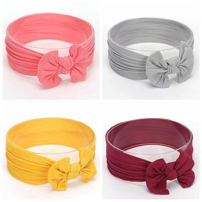 Nylon Bogen Stirnband Mädchen Solide Breite Turban Haarband Kinder Kopf Wrap Haar Zubehör