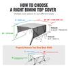 4 Bow Bimini Top Boat Cover, Detachable Mesh Sidewalls, 600D Polyester Canopy with 1" Aluminum Alloy Frame, Includes Storage Boot, 2 Support Poles, 2