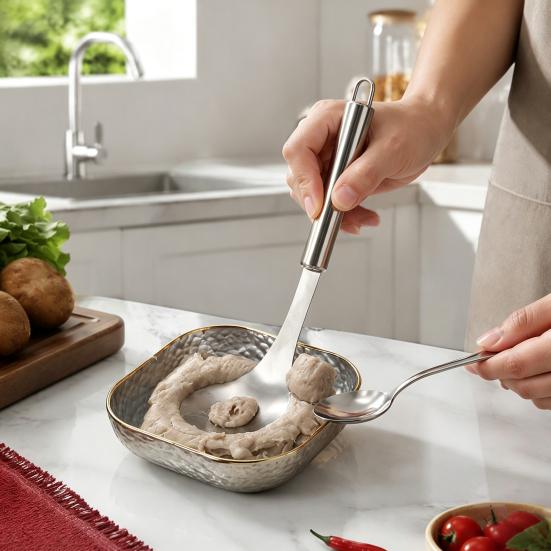 Rice Dumpling Shaper 304 Stainless Steel Meatball Maker Scoop, Hand Press Scoop for Fish Shrimp Easy Clean Kitchen Gadget Balls, Non-Stick Meat