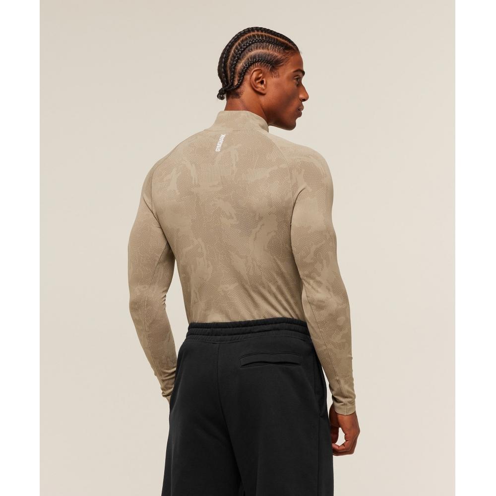 Gymshark Geo Seamless 1 4 Zip Cement Brown Soul Brown A2b3j Nc8v