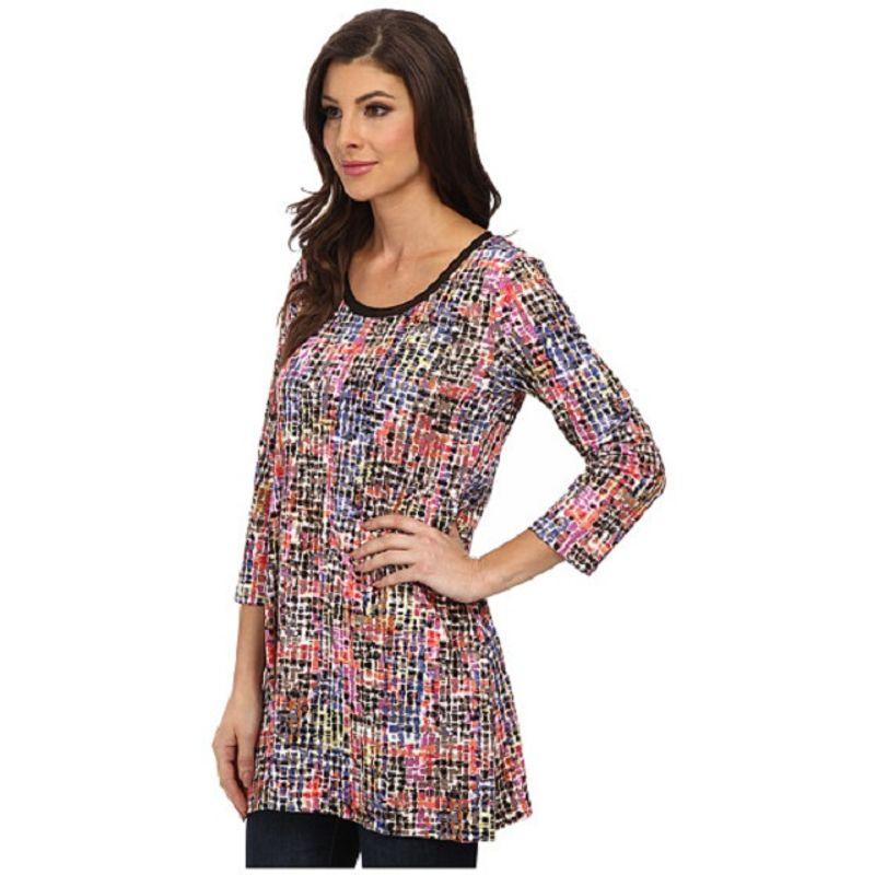 

Cotton Elastic 3/4 Sleeve Chubby Girl Casual Flab Hiding Slimming Pullover Fic + Red XS