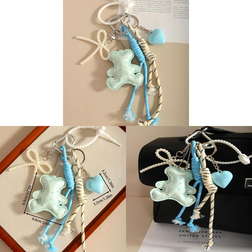 Miu Custom Animal Keychain Pu Material Heart Bow Pendant For Fashion Accessories