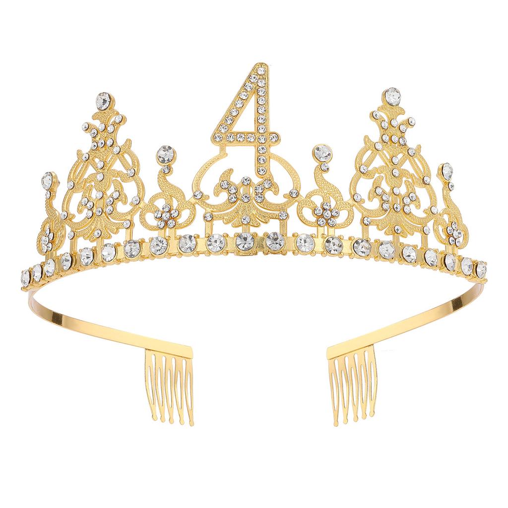 Fashion Alloy Digital Crown With Diamond Tiara 18Th Birthday Party Pearl Alloy Headband