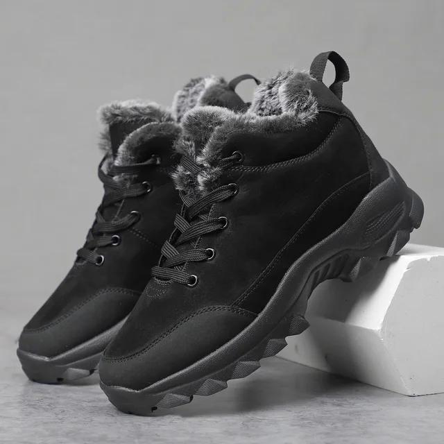 Men Snow Boots Outdoor Shoes For Male Thick Sole Sneakers for Men Winter Shoes  Keep Warm Fluff Ankle Boots