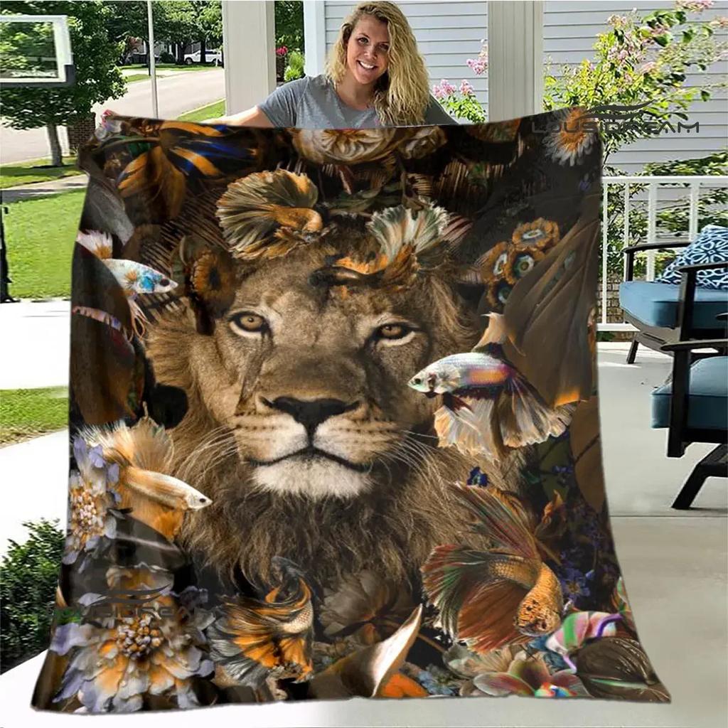 3D Lion Printed Blanket Picnic blanket blankets for beds Flange Warm blanket Home travel blankets bed linings birthday gift