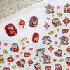 Zodiac 5D Nail Art Sticker Cute Chinese  Year Horse Animals Lucky Pony Manicure Decals Festive Embossed Nail Decoration