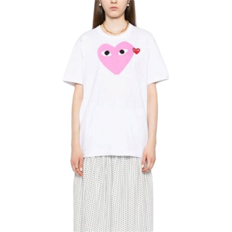CDG play T-Shirts Unisex Rosa Rundhals Mäßig Gerader Schnitt AX-T106-051-PINK