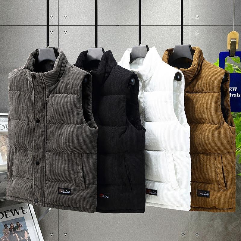 Corduroy vest down cotton vest autumn and winter brand vest men's thickened cotton jacket cotton coat