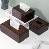 Walnut Color Wooden Tissue Paper Dispenser, Home Daily Use Desk Wood Napkin Paper Storage Case