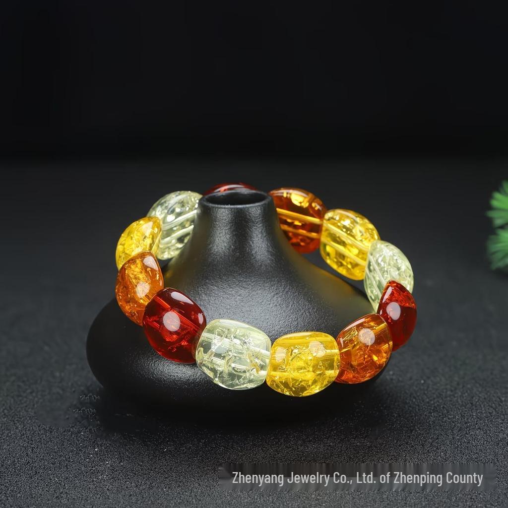 Handmade Colorful Ethnic Style Retro Natural Amber Beaded Bracelet