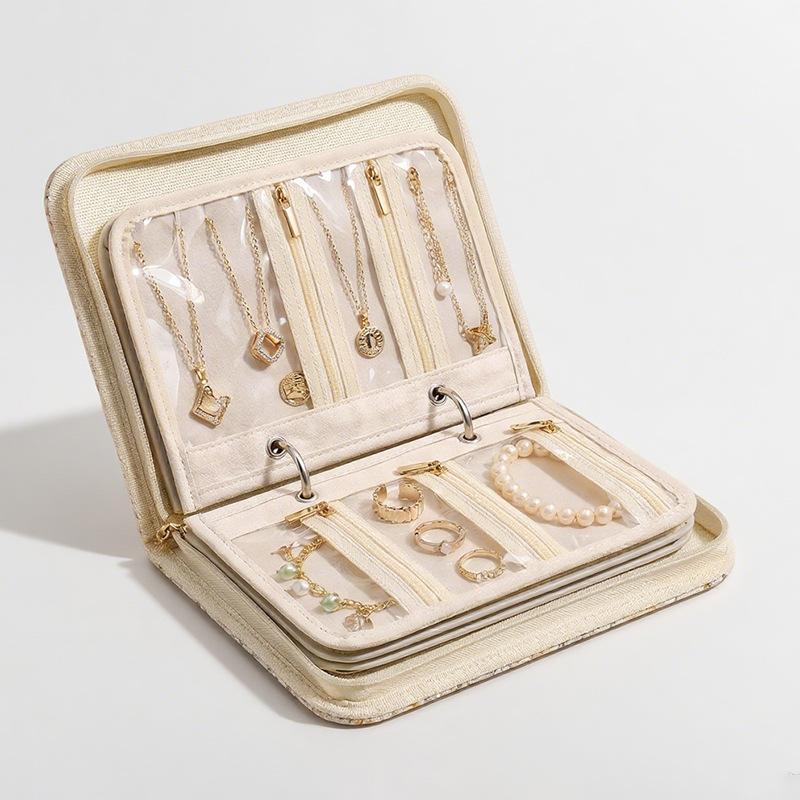 Transparent Jewelry Storage Book with Zipper Clear Pockets Thickened PVC Jewelry Holder Prevents Jewelry from Tangling Damage