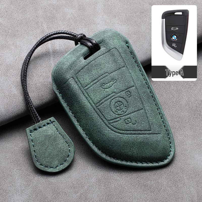 Compatible Leather Keychain Shell for BMW Series: Fits X1, X3, X5, 1 Series, 3 Series, 5 Series, 6 Series, 7 Series, NFC Card Snap