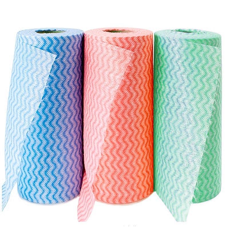 50PCS/Roll Disposable Cleaning Cloth Non-woven Multifunctional Self-cleaning Cloth Household Kitchen Dishwashing Window Car