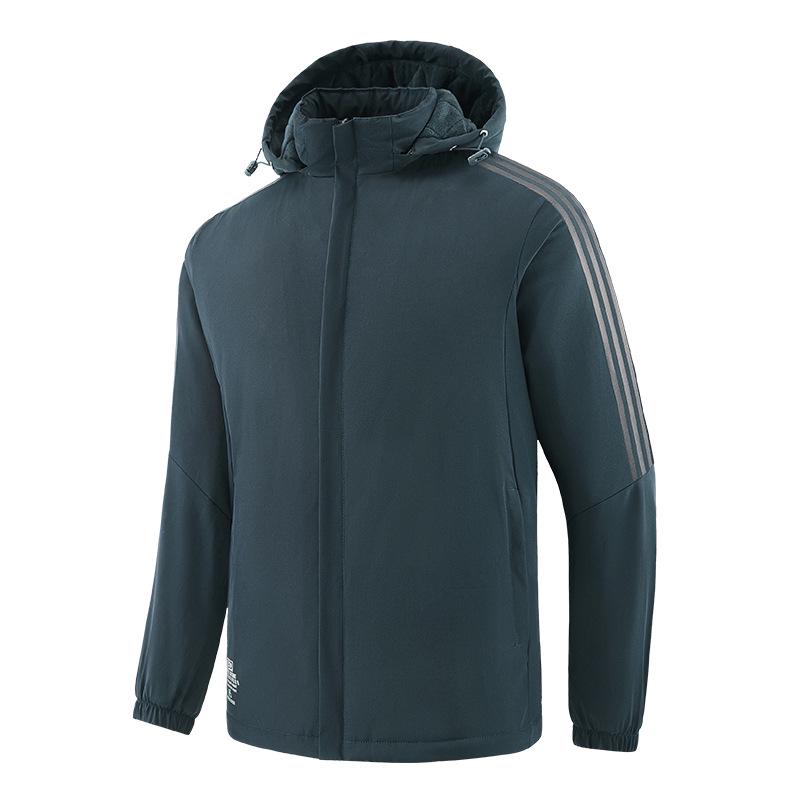 2025 Plus Size Men's Autumn/Winter Cotton Fleece Hooded Jacket