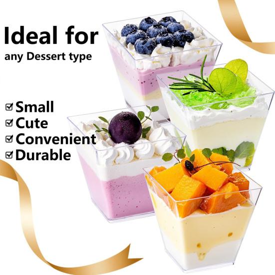 10Pcs Disposable Plastic Mousse Cup Cups for Parties Clear Pudding Dessert Weddings And Catering Events Small