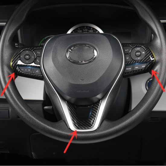 Carbon fiber internal Steering Wheel Trim 3pcs For Toyota RAV4 -