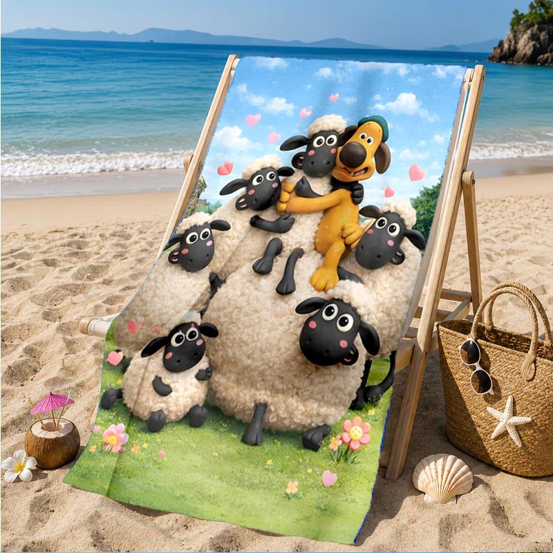 Sheep Friends Adventure Beach Towel, Super Soft Microfiber, Perfect Gift for Her/Him, Birthday, for Pool, Beach, Travel, Decor Beach Party