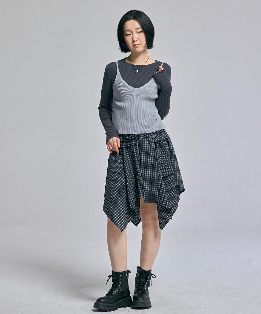 AWESOME STUDIO Bustier Layered Knit Charcoal