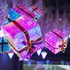 Christmas Gift Box with Copper Wire Lamp Flower Ribbon Decor Transparent Battery-operated or USB Charging Glitter Effect Night Light Home Party Decor