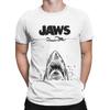 Jaws 50th Anniversary Poster Men's T Shirts Shark Sketch Creative Tee Short Sleeve Crew Neck T-Shirts Cotton Printed Clothing