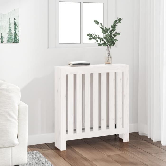 822567 vidaXL Radiator Cover White 79.5x19x84 Cm Solid Pine Wood
