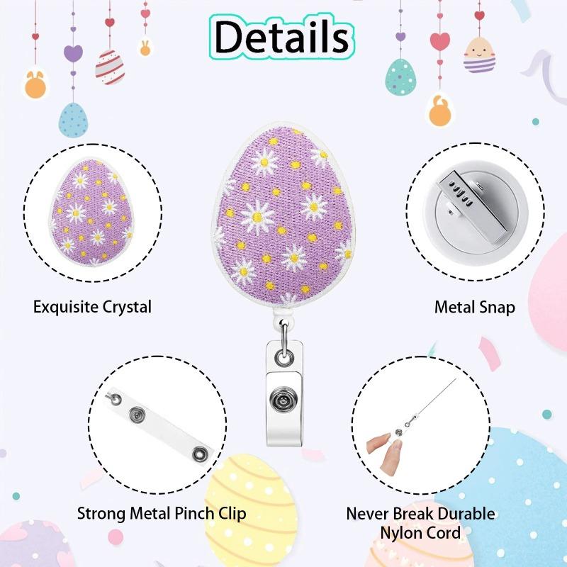 Cute Cartoon Easter Egg Retractable Badge Reel with Alligator Clip Pull Buckle ID Card Holder for Medical Staff Office Supplies