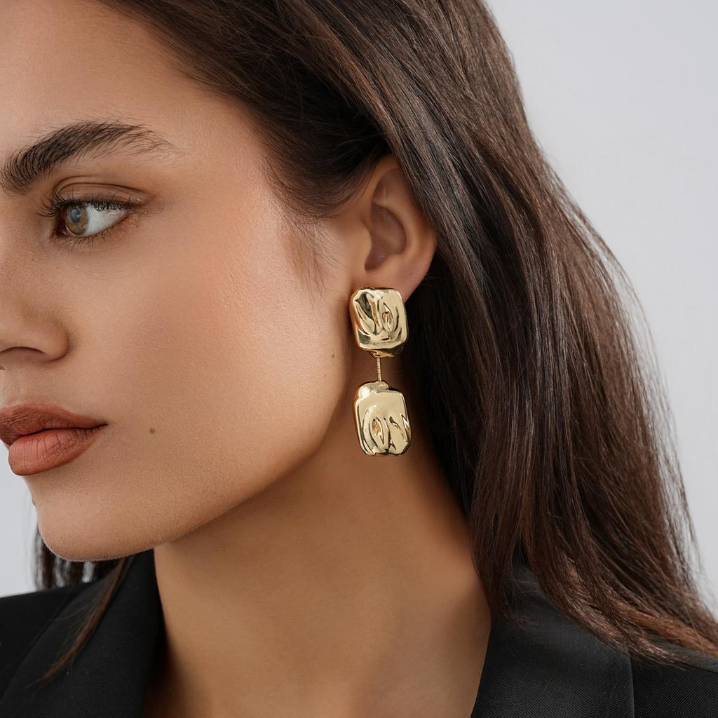 Stylish Geometric Crossborder Earrings Chic Gold Alloy Plated Statement Pieces