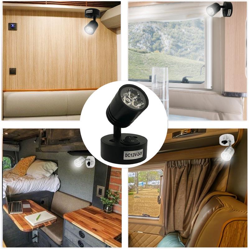12V-24V LED Reading Light for RV, Boat, or Yacht - 3W Low Voltage Bedside Spotlight