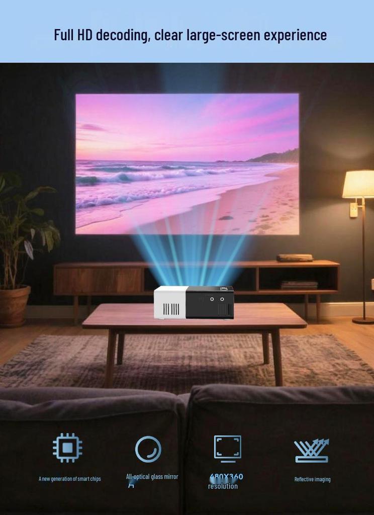 Compact LED HD Mini Projector for Home Theater