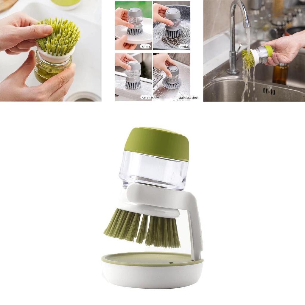 Kitchen Cleaning Brush With Automatic Liquid Dispenser For Home Use