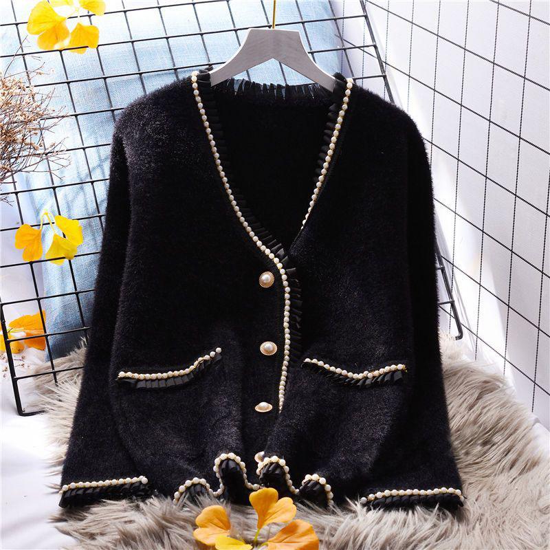 Imitation Mink Fleece Sweater Coat Women Loose Outwear Autumn/Winter 2023 Korean Version Foreign Knitted Sweater Cardigan Female