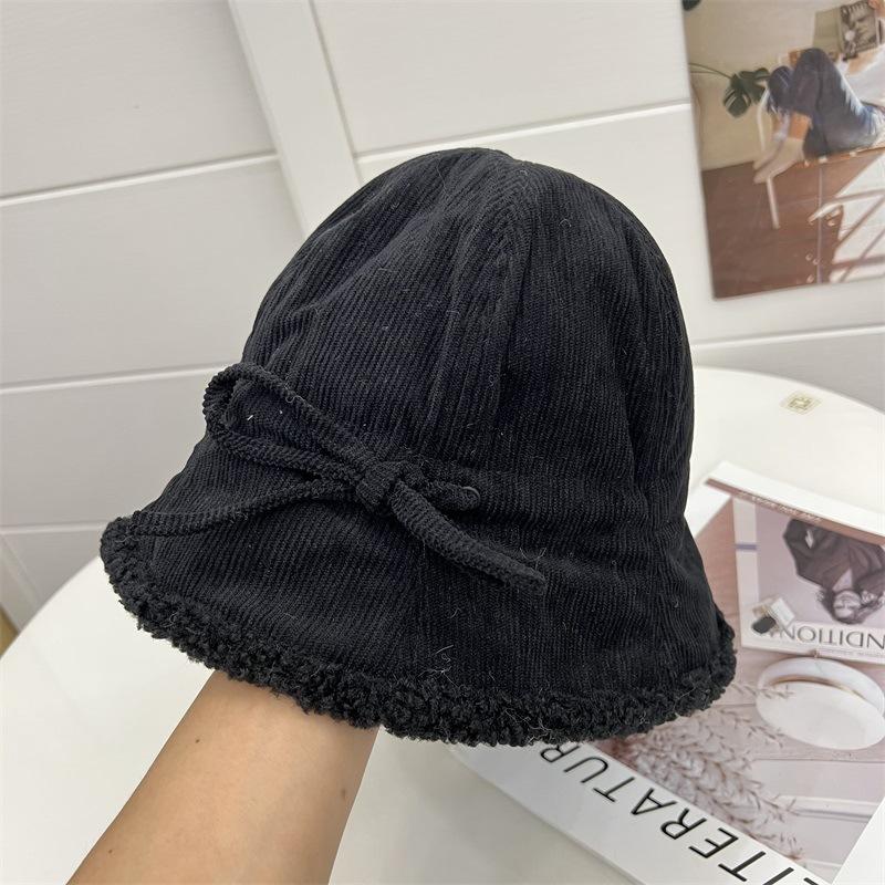 

Внешний регулировочный шнур вельветовая шляпа рыбака детская осень и зима внутренняя из овечьей шерсти теплая и холодная шляпа-ведро влагоотводящая Adjustable 54- 58CM чёрный