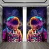 Creative Ins Style High Shading Curtain Astronaut Science Technology Sense Starry Sky Space Boy Game Bedroom Darkening Drape 2PCS