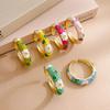 Vintage New Trend Cute Colorful Enamel Flowers Open Rings for Women Boho Unique Design Fashion Jewelry Accessories Gift