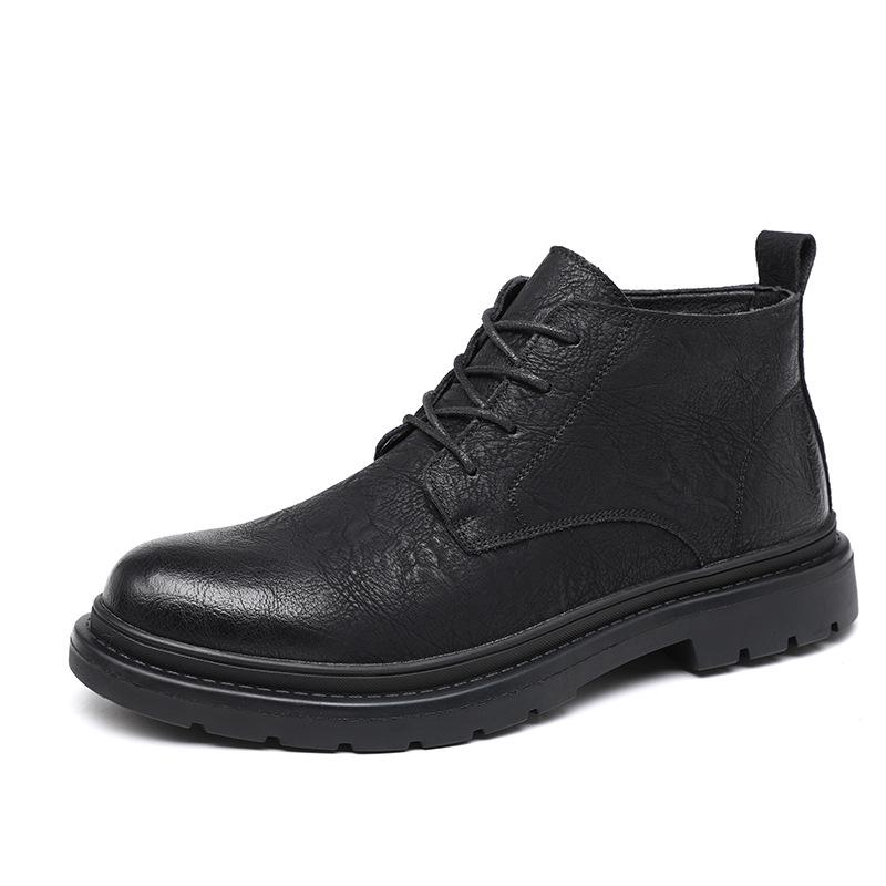 Ghete Martin de Bărbați Stil Britanic din Piele Mid-Cut - Piele Suede Naturală Mată pentru Toamnă/Iarnă