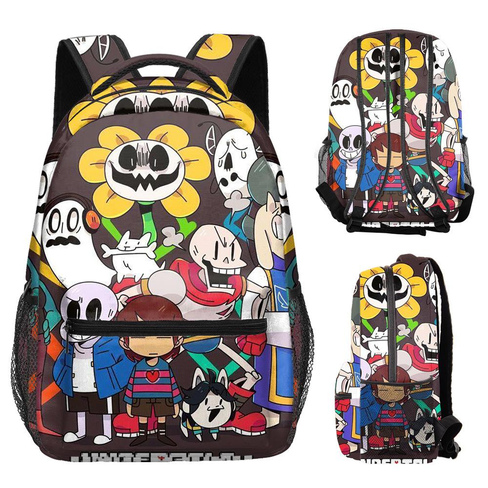 Trendige Hip Hop Kpop Jugendliche Schultaschen Unisex Undertale Reisetaschen 3D-Druck Oxford Wasserdichte Notizbuch-Umhängetaschen