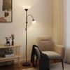 LED Floor Lamp for Living Room, 180cm Tall Standing Lamp, Mother and Child Uplighter with Adjustable Gooseneck, Black