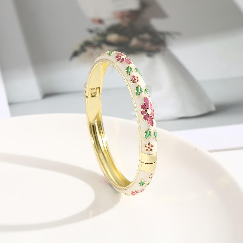 Zinc Zinc Alloy Material Enamel Bracelet Ethnic Floral Motifs Cloisonne Bracelet  Gift Giving