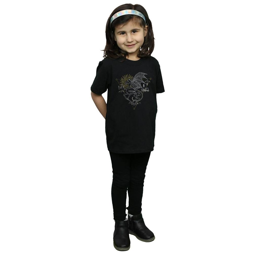 HARRY POTTER Girls Thestral Line Art Cotton T-Shirt