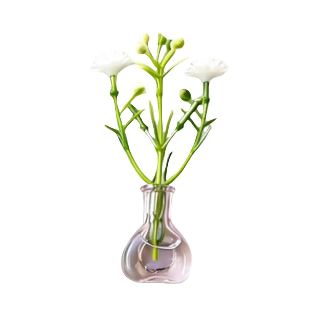 Mini Magnetic Glass Vase Set Small Artificial Flower Pot Decorative Plant Magnet for Office Kitchen Storage Cabinet Refrigerator Accessories