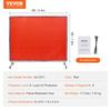 Welding Screen with Frame, 6' X 8' Welding Curtain Screen, Flame-Resistant Vinyl Welding Protection Screen On 4 Swivel Wheels (2 Lockable), Moveable &