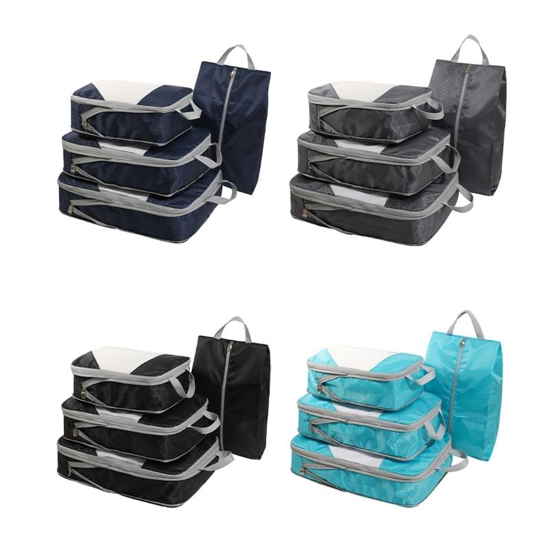 4 Set Travel Packing Cubes Compression Packing Cubes for Suitcase Luggage Cubes Suitcase Organizer Bags Travel Essential