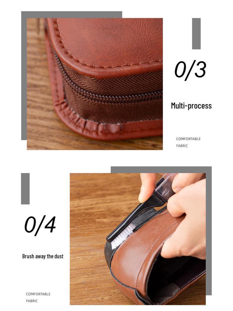Love Orange 7-Piece Horsehair Brush Shoe Polish & Leather Care Set - Black & Colorless Cleaner with Maintenance Tools