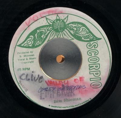 7inch Record BIM SHERMAN  Valley Of Tears NONE Scorpio 1975 Jamaica Reggae Ska  Dub Used