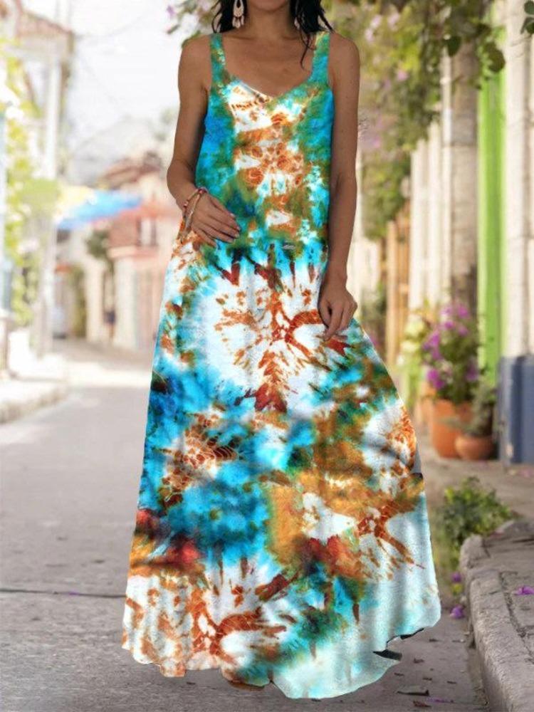 2025 Bohemian Off Shoulder Strapless 3D Tie Dye Dress