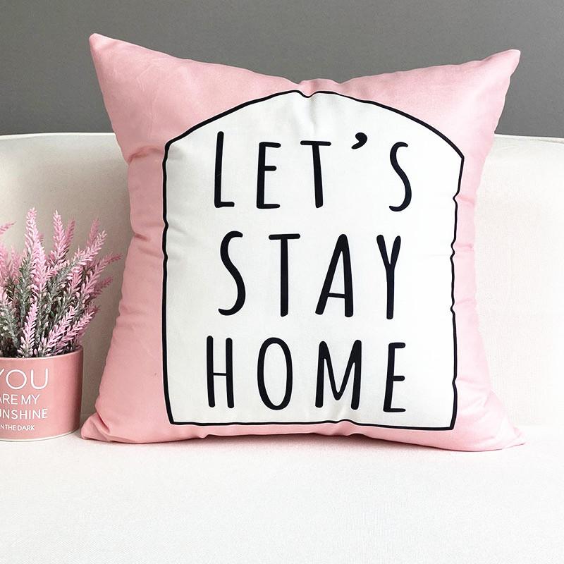 Nordic Ins Style Pink Girl Sofa Pillow Cushion Printed Bedside Car Office Cushion