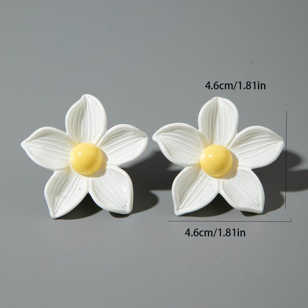 New Spring/Summer Simulation Dyeing Resin Flower Earrings for Women's Jewelry, Fresh and Cute Flower Earrings