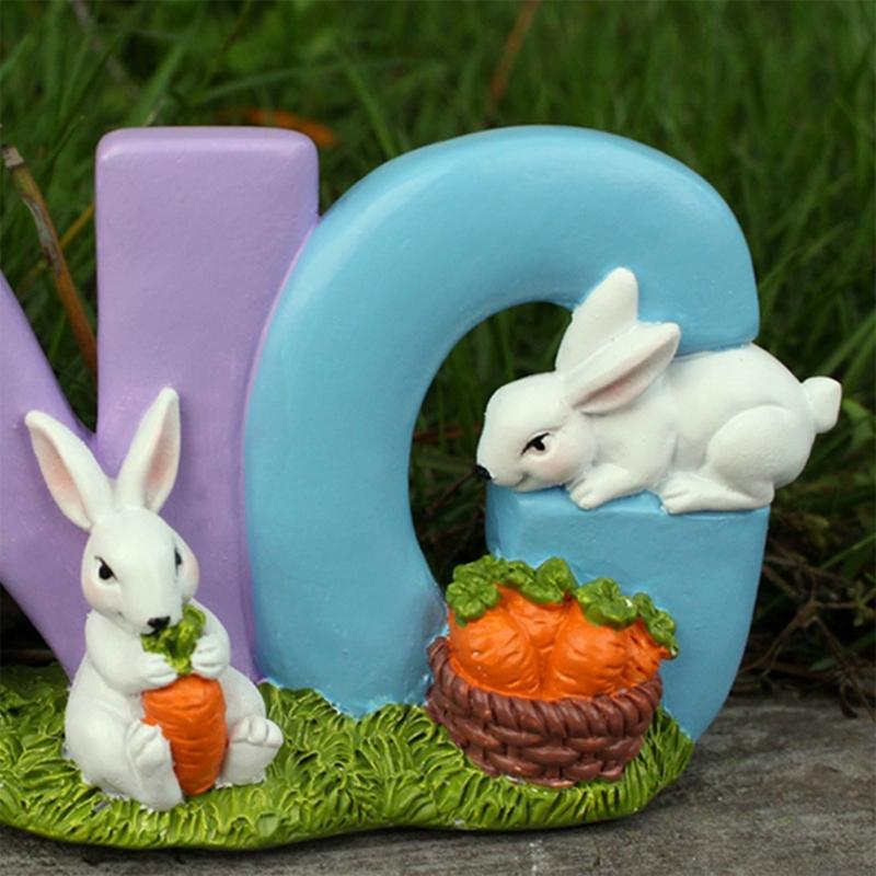 Easter Spring Rabbit Statue Table Decoration Tabletop Figurine for Home Party