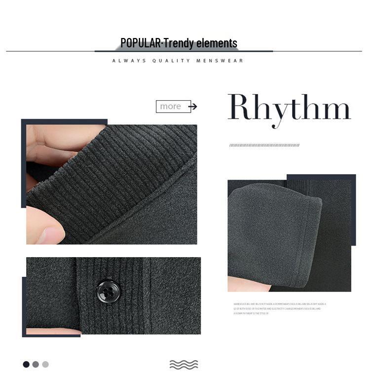 Moletom Casual Solto de Veludo Dupla Face com Gola Alta Masculino Outono/Inverno 2025